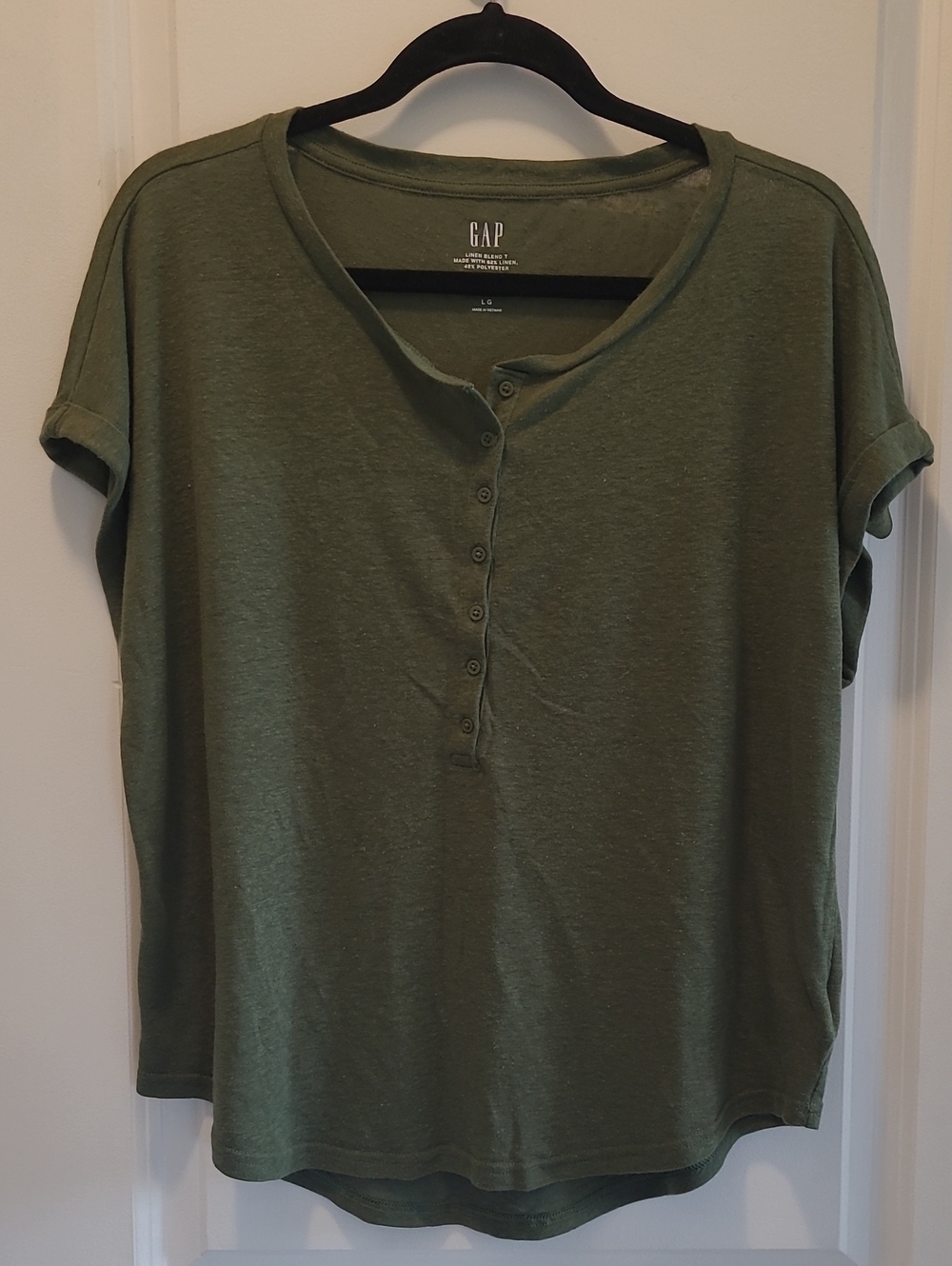 GAP Olive Green Short Sleeve Henley Tee